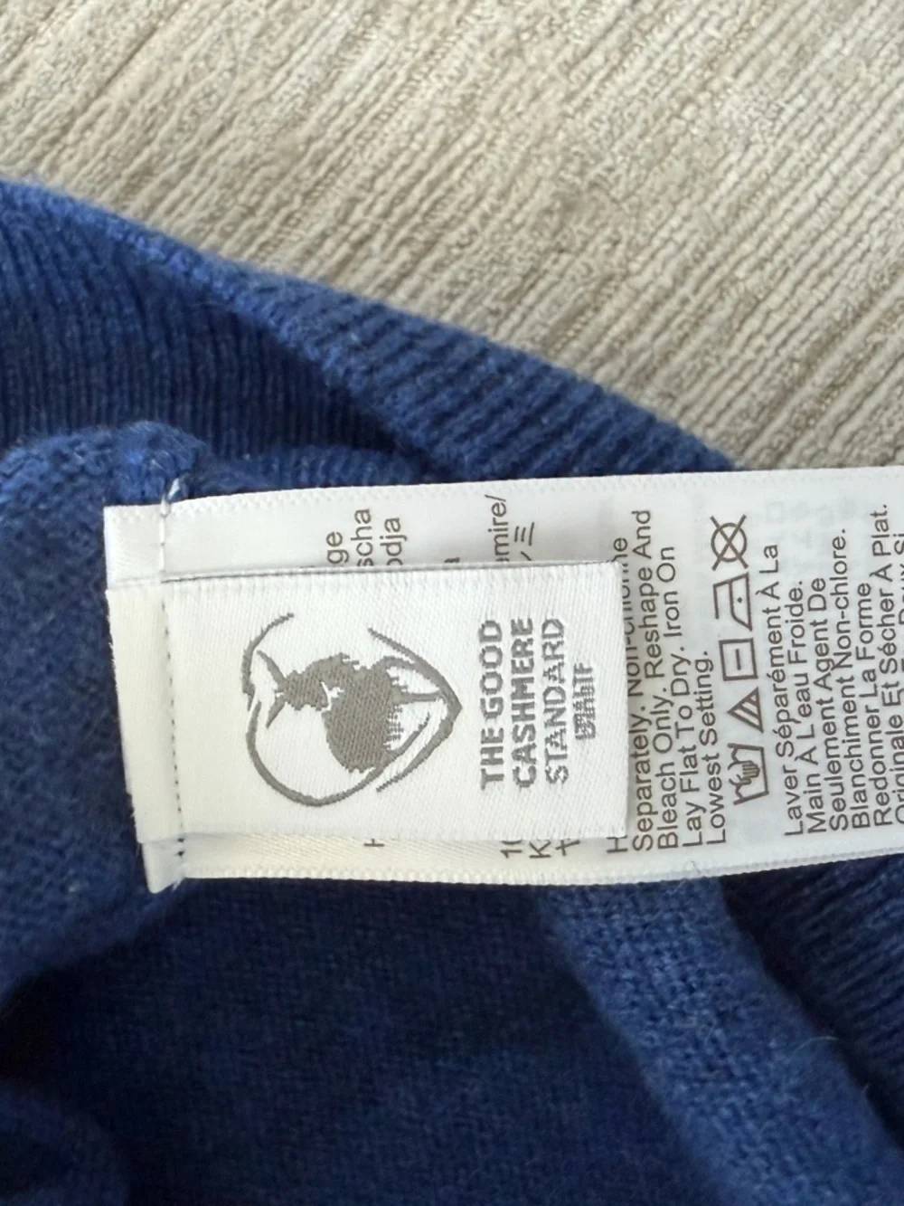 J.Crew 100% Cashmere Crewneck Sweater Navy Men’s M Classic Knit Underarm Repair